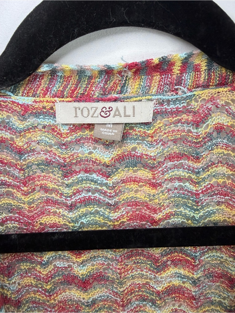 Roz & Ali Multicolor Open Front Knit Sleeve Cardigan, Size Med - Picture 2 of 7